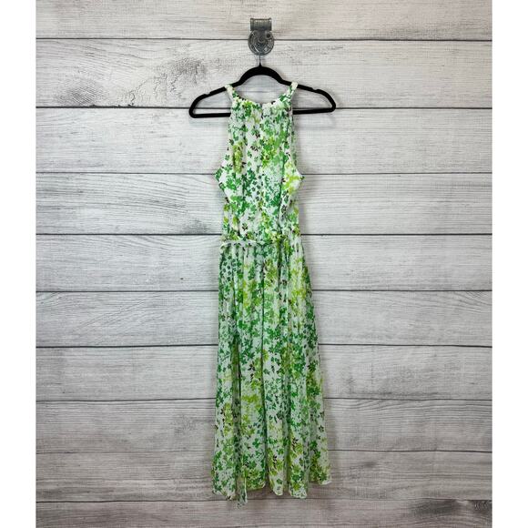 DKNY Women's Spring Green & White Floral High Neck Sleeveless Dress Size 8 - Picture 8 of 8